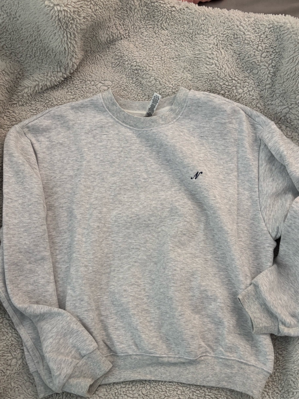 SKIMS Light Gray Crewneck Sweatshirt with Subtle Embroidery